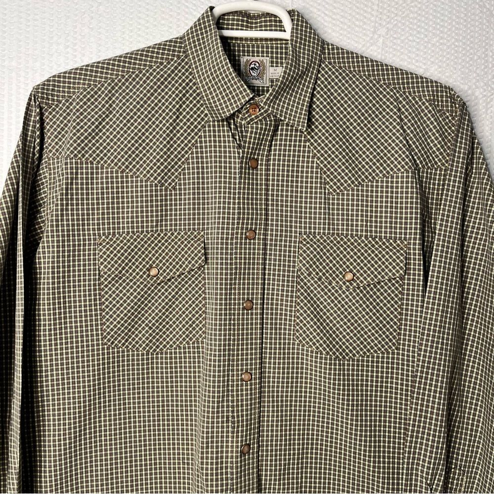 Cinch Brown/Beige Pearl Snap Western Dress Button-Up Shirt Size M